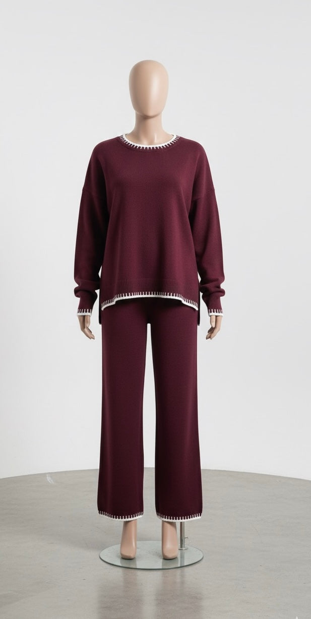 Burgundy two-piece lounge set