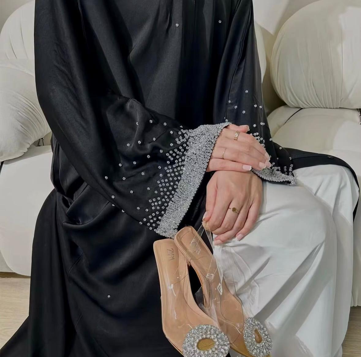 Dubai style abaya with rhinestones