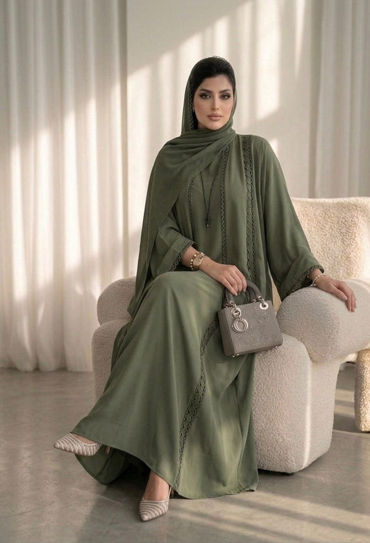 Zaitoon 3-Piece Open Abaya & Inner Set
