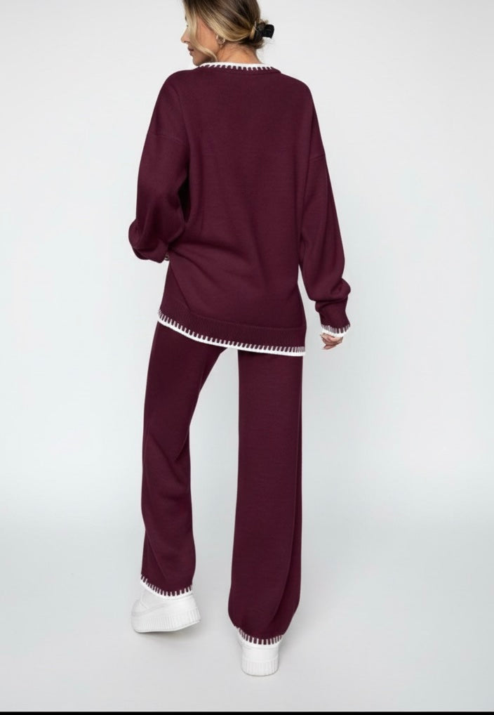 Burgundy two-piece lounge set