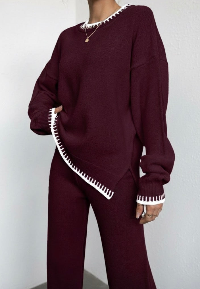 Burgundy two-piece lounge set