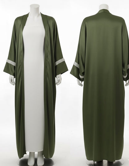 Green Dubai Style abaya with pearls