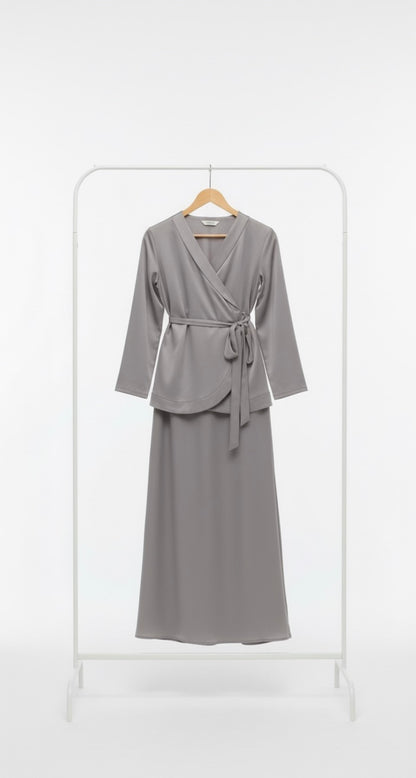 Elegant Satin Modest Set – Wrap Top & Maxi Skirt