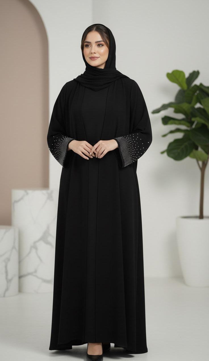 Dubai style abaya with rhinestones